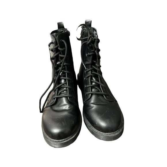 Time and Tru Other - Time And Tru Black Faux Leather Lace Up Combat Boot Shoes